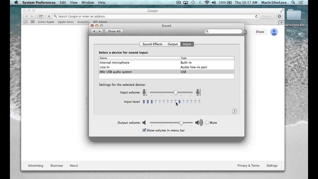 how do u go into volume control for microphone on mac